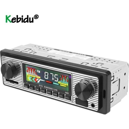 KEBIDU Auto Car Radio Bluetooth Vintage Wireless MP3 Multimedia Player AUX USB FM 12V Classic Stereo Audio Player Car Electric