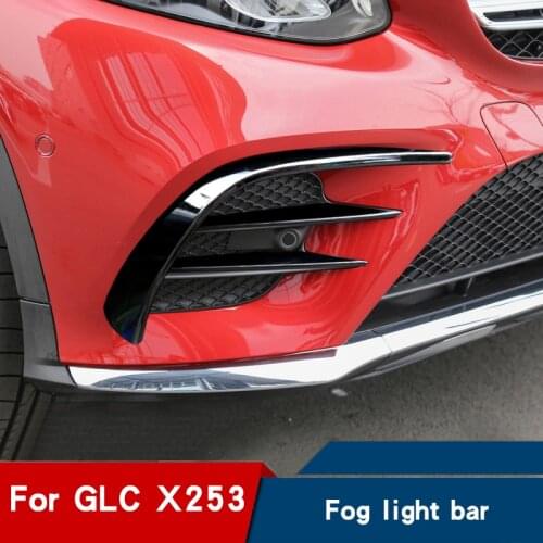 Carbon fiber car stickers for Mercedes glc X253 C253 coupe glc300 glc250 modified front bumper decorative strip fog light
