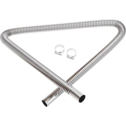 120cm Car Heater Stainless Steel Exhaust Pipe Parking Heater Fuel Tank Exhaust Pipe Air Heater Tank with Clamps Hose Accessories