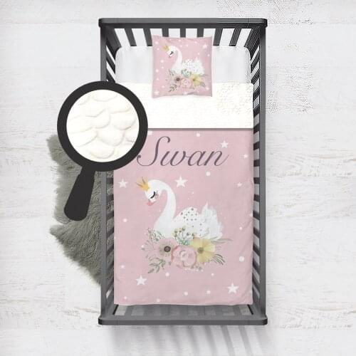 Kids Minky Blanket Super Soft and Warm Blankets Children for Couch and Bed Pink Swan Model 143