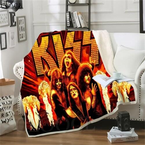 Double Layer Blankets KISS Rock Band 3D Character Print Weighted Quilt for Home Decoration Sofa Adult Nap Fashion Throw Blanket