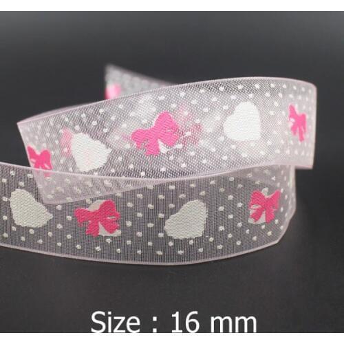 [IuBuFiGo ribbon] 5/8" (16mm) Fancy Bow Organza Printed Ribbons Sheer Gift Packing Ribbon 100yard/lot Free shipping