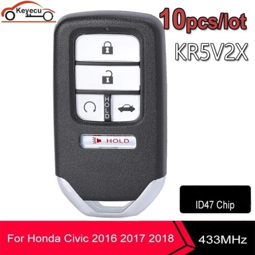 KEYECU 10PCS/LOT 433MHz ID47 Chip FCC: KR5V2X Replacement 4+1 5 Button Remote Car Key Fob for Honda Civic 2016 2017 2018