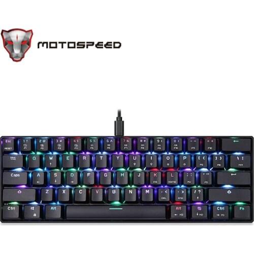Motospeed CK61 Gaming Mechanical Keyboard English Red Switch Blue Metal Wired LED Backlit RGB Anti-Ghosting for Computer gamer