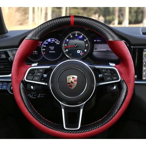 For Porsche panamera Cayenne DIY leather interior steering wheel cover car accessories