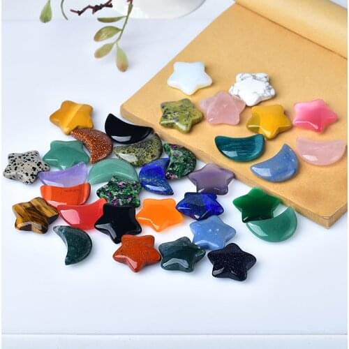 Beautiful Natural Crystal Stone Gem Healing Aura Star Moon Mineral Aquarium Stone Fashion Pendant Necklace Crafts Gift