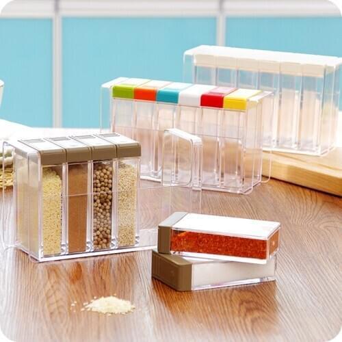 Kitchen supplies transparent plastic seasoning box seasoning bottle salt MSG seasoning jar storage box spice container ZP7051549