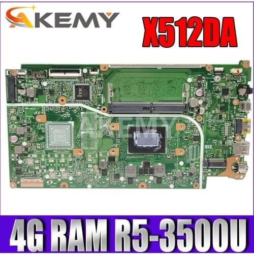 Akemy X512DA Motherboard For Asus X512DA F512DA X512D F512D X512DK Laptop Motherboard W/ 4G-RAM Ryzen 5 3500U CPU