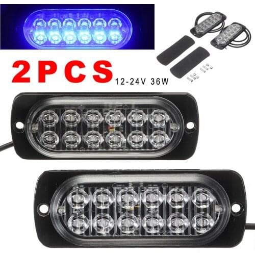 Mayitr 2pcs Durable Waterproof 18 Mode Car Truck Warning Lamp 12LED Ultra Thin Emergency Flash Light