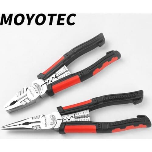MOYOTEC 8-Inch 7 In 1 Multi-functional Wire Cutting Piers Spring Forceps Long Nose Stripper Electrician Wire Stripper Hand Tools