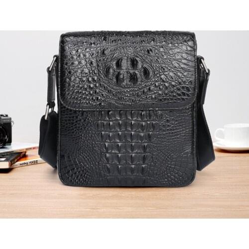 Business Men Bag Crocodile Genuine Leather Shoulder Bag Black/brown Multifunction Male Crossbody Bags 2021 Fashion Cellphone Bag