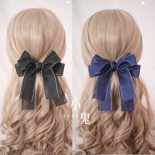 Japanese soft sister big bow hair accessories Korean version of Japan and South Korea hair accessories black hairpin streamer