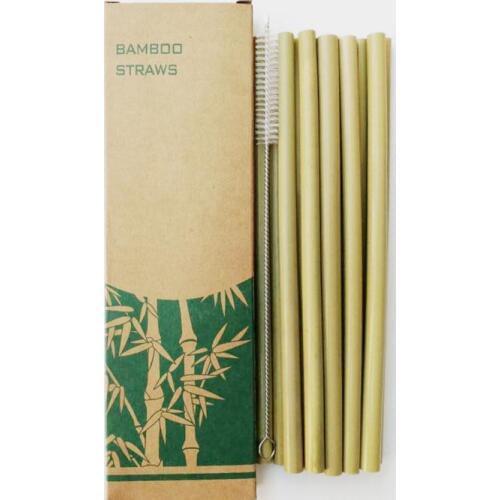 30set Bamboo Straws Sets Reusable Eco Friendly Handcrafted Natural Bamboo Drinking Straws and Cleaning Brush Free Shipping