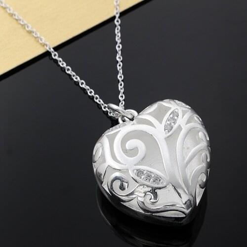 Pretty 925 Sterling Silver fine crystal heart pendant Necklace For Women Party Engagement Wedding fine Jewelry Christmas Gifts