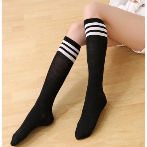 Sexy Fashion Striped Knee Socks Women Long Cotton Stockings Cute Campus Student Style Thigh High Stockings Drop Shipping