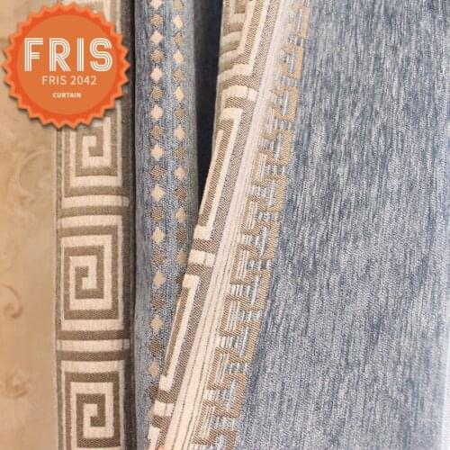 New Chinese Style Thickened Chenille Curtains Striped Round Shading Finished Custom Curtains for Living Dining Room Bedroom