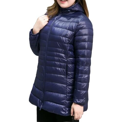 Light Thin Large Size down Jacket Womens Casual Wide-waisted Mid-Length White Duck down Coat Winter Lightweight Ultra-Thin Coat