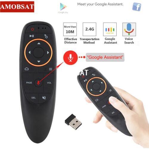 AMOBSAT G10 Air Mouse Voice Remote Control with 2.4G USB Receiver Gyro Sensing Mini Wireless Smart Remote for Android TV BOX PC