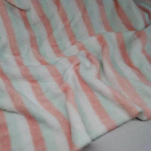 On Sale Flannel Double Faced Soft Strip Plush Bedsheet Pillow Pet Cloth Blanket Fabric