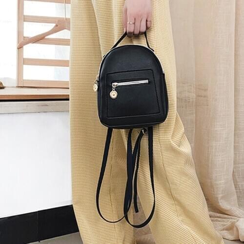 2020 New Women Small Backpack Shoelder Phone Bag PU Casual Multi Pocket Solid Color Female School Backpack