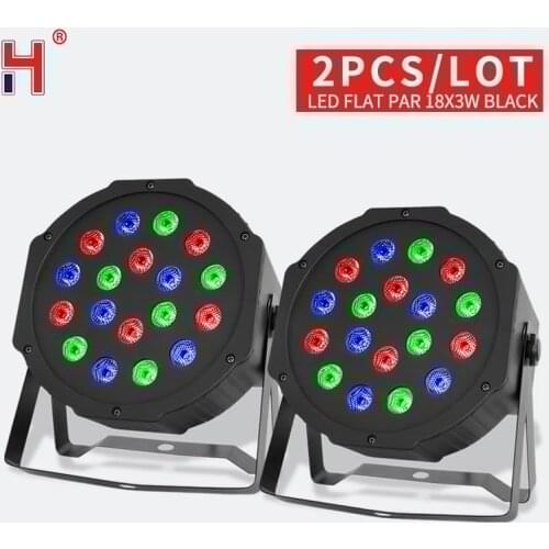2pcs/lot 18pcs 3w lamp beads 18x3W led Par lights RGB flat par professional stage dj equipment
