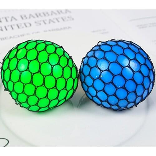 Stress Relief Balls Mesh Squishy Balls Squeeze Grape Balls with Net Random Colors for Children and Adults