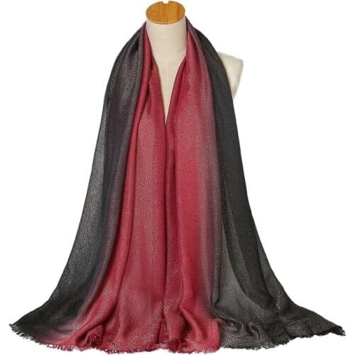 10pcs/lot ombre print shimmer foulard winter female scarf shiny women scarves wholesale muslim oversize hijab shawl