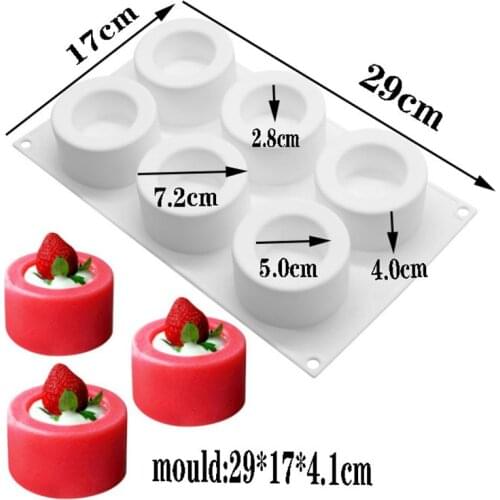 6 Holes Silicone Pudding Cake Mold Baking Pastry Chocolate Pudding Mould Mousse Dessert Round Cupcake Mould DIY Baking Tools