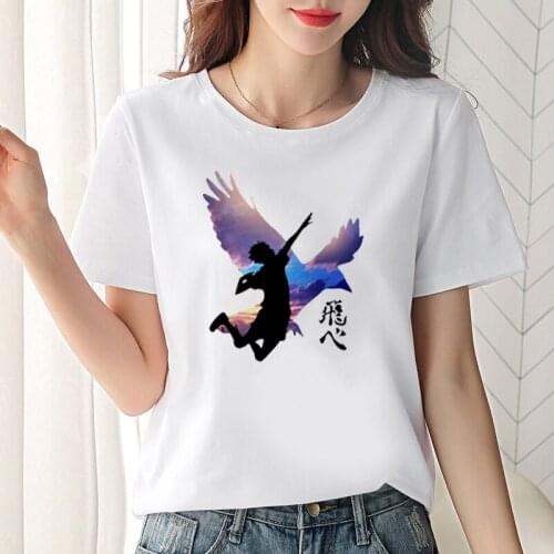 Funny Haikyuu Japan Anime Womens Clothes Shoyo Hinata Fly High Graphic Fashion Cotton Harajuku Hip Hop Summer Manga Tee