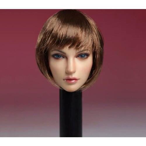 SUPER DUCK 1/6 Female Head Sculpt Short Hair European Beauty Head Carving Carved Sculpt Model SDH005