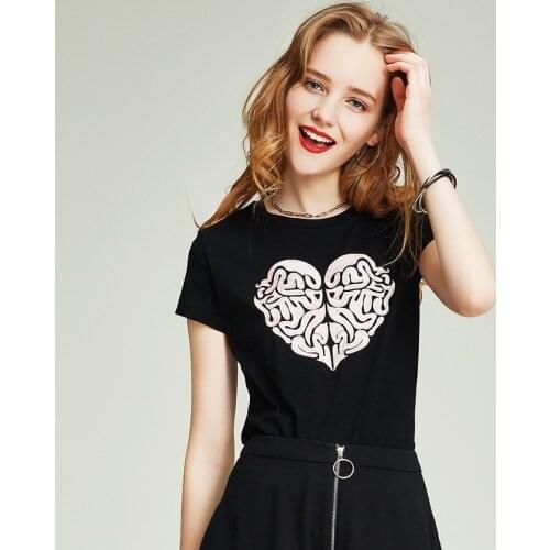 HAVVA 2020 Spring and Summer Exquisite embroidery Short-sleeved T-shirt T32971