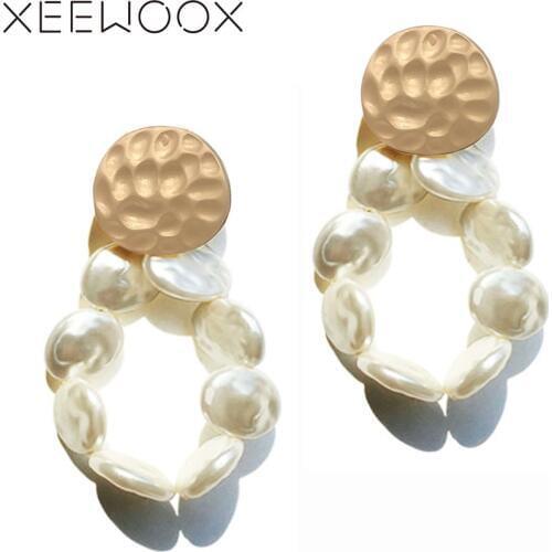 XEEWOOX 2019 Boho Retro circular Pearl Earrings Romantic Designer Gold Earrings Grace Creative Drop Earrings For Women Gift