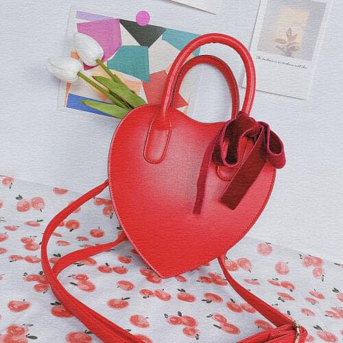 Sweet Bow Love Women Handbags Retro Ladies Shoulder Bag Niche Design Female Messenger Bag PU Leather Cute Side Bag and Purses