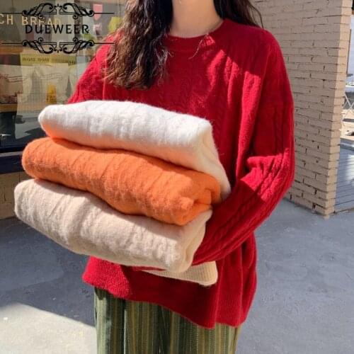 Dueweer Womens Sweaters Tops Clothing Knitted Woman Christmas Sweater Winter Green Long Sleeve Top