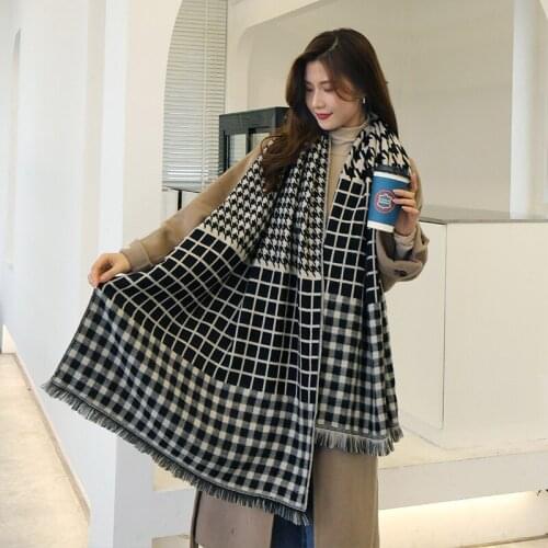 Striped Dot Print Scarf for Women Warmer Winter Cashmere Pashmina Scarves Shawls Female Thick Blanket Wraps Foulard 2021 New