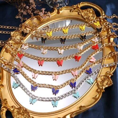 ZOVOLI Vintage Tennis Chain Choker Pendant Butterfly Necklace for Women Butterflies Charm Choker Necklaces Boho Fashion Jewelry