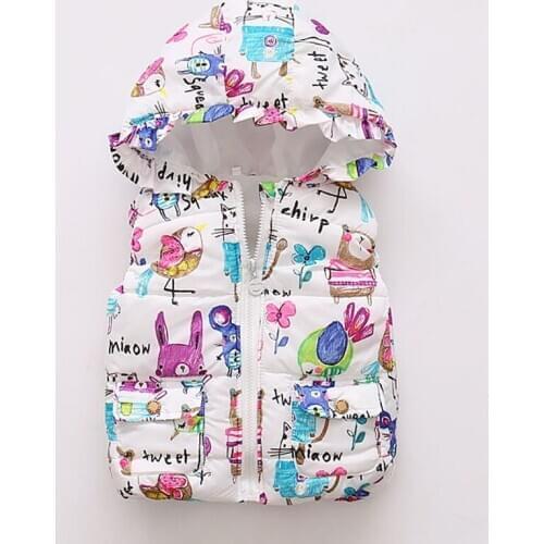 BibiCola autumn winter baby girls vest cartoon down tops infant girls warm thicken waistcoat clothes fashion girls outerwear top