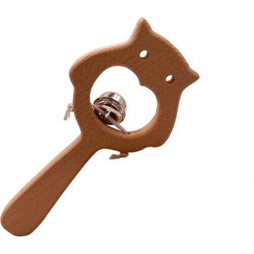 1PC Baby Toy Beech Wood Teething Animal Wooden Ring Product Chew Beads Toys Baby Rattle Wooden Teether Wholesale