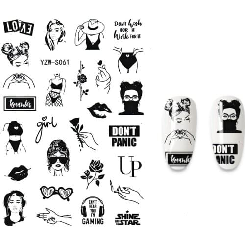 1PC Sexy Girl Nail stickers Animal Tiger Panda Stickers for nails All for manicure Nail art Decor