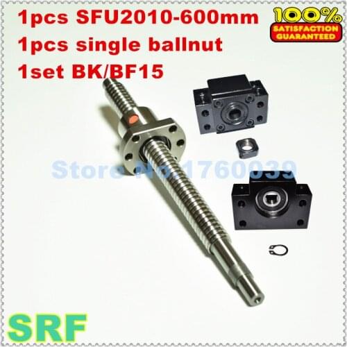 100% Brand New 20mm Rolled Ballscrew RM2010 set:1pcs Ballscrew SFU2010 L=600mm+1pcs ballnut+1set BK/BF15 Ball Screw end support