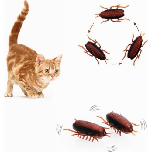 2pcs Electronic Cockroach Cat Toy Cute Cat Interactive Running Toy Battery Powered Eletric Pet Toys
