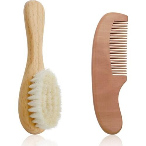 2pcs/ Set baby Natural Wooden Comb Hair Brush Care Kids Massage Baby Kit Pure Natural Safety Material For Your Babys Health