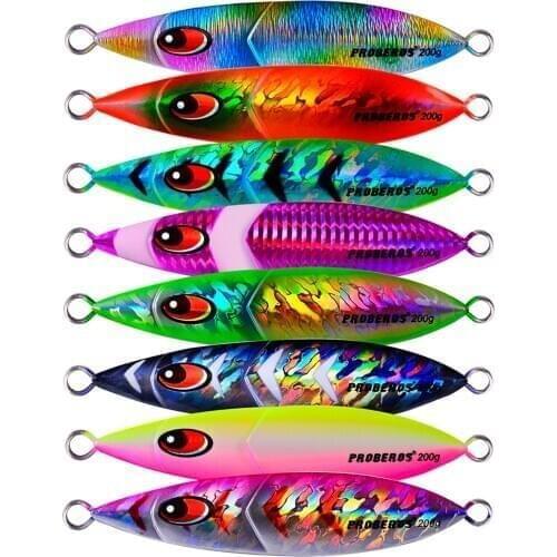 5PCS Deep Sea Fishing Lure Jigging Slow Sinking Jig Feather Hook Lure Jigbait Spoon Baits 160/200G