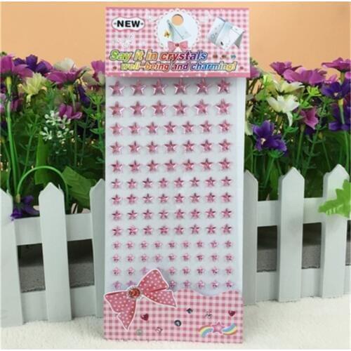 Scrapbook stickers Crystal Acrylic pink Five-pointed star Stickers Kids Toys Self Adhesive 3d Children gift award stickers