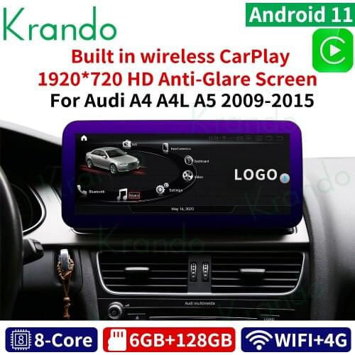 Krando Android 10 12.3“for Audi A4 A4L A5 2009-2015 Android car radio multimedia player car radio som automotivo para carro