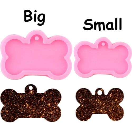 Shiny Dog Bone Shape Silicone Mold Key Chain Pendant Moulds Keychain Clay DIY Jewelry Making Epoxy Resin Molds