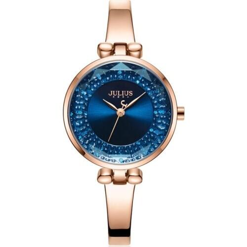 New 4 Colors Cute Rhinestones Julius Womens Watch Japan Mov't Hours Elegant Fashion Clock Metal Bracelet Girls Gift Box