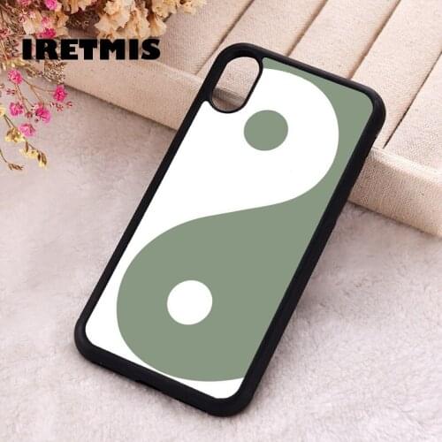 Iretmis 5 5S SE 2020 Phone Cover Case for iPhone 6 6S 7 8 Plus X Xs XR 11 12 Mini Pro Max Rubber Silicone Yin Yang Sage Green