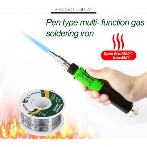 Gas Soldering Iron Multifunctional Auto-ignition Adjustable Flame Butane Iron with Hot Air Gun Flamethrower Welding Repair Tool
