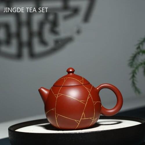 Chinese Yixing tea pots Purple Clay Teapot Raw ore Dahongpao Dragon egg shape Beauty Kettle Handmade Boutique Tea set 215ml
